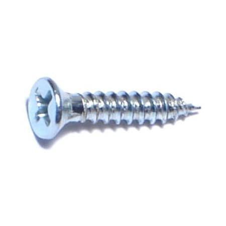 Midwest Fastener Wood Screw, #4, 5/8 in, Zinc Plated Steel Flat Head Phillips Drive, 100 PK 02524